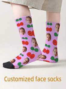 1 Pair Customized Face Print Mid-Calf Socks For Kids/Teens, Personalized With Photo Design, Interesting Custom Image Socks For Boys And Girls, Suitable For Daily Wear, Festivals, Birthdays, And Other Occasions - Multicolor - View 7