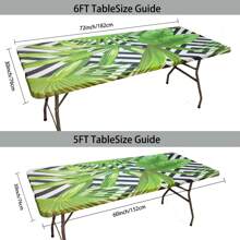 1pc Spandex Picnic Table Cloth, Elastic Fitted For 6ft Rectangle Tables, Washable Stretch Patio Table Cover For Outdoor, Camping, Banquet And Parties
