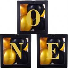 3 件透明气球装饰盒、1 岁生日气球装饰、生日派对装饰