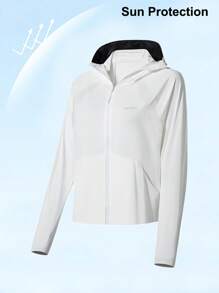 夏季女士防晒轻便夹克透气速干冰丝户外防晒连帽夹克适合徒步旅行、钓鱼和户外运动 - 白色 - 查看 2