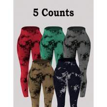 Women's Tie Dye Print Scrunch Sports Leggings, Sport High Waist Seamless Skinny Pants, Women Sport & Outdoor Clothing For Summer, Gym Clothes