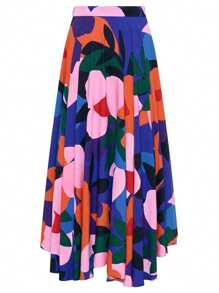 Summer Women's Bohemian Print Beach Skirt, High Waist Pleated Vacation Skirt