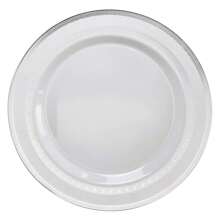 60 Plates Pack, Heavyweight Disposable Wedding Party Plastic Plates 7.5'' Appetizer/Dessert Plate, Lace White & Silver - Multicolor - View 2