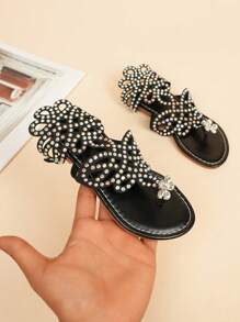Summer Fashion Diamond Clamp Toe Girl's Princess Slippers, Beautiful, Suitable For Banquet, Beach