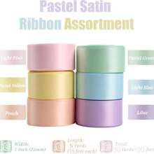 6 rotoli di nastro di raso pastello da 2,5 cm, set di nastri di raso per regali, bouquet floreali, compleanni, feste, matrimoni, decorazioni pasquali, multi-colore 27 m, regali di laurea, decorazioni natalizie per la casa, regali di Natale, decorazioni natalizie
