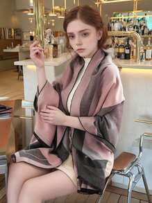1pc Women Winter Warm Versatile Double-Use Scarf/Shawl, Suitable For Air-Conditioned Office And Everyday Wear