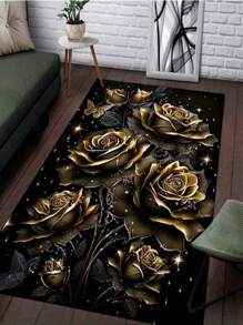 1pc Dark-Colored Cosmic Design Area Rug, Sun, Moon, Star, Universe Elements, Casual Theme Anti-Slip Decorative Carpet, Velvet Material Black Anti-Slip Bottom, Vintage High-End Distinctive Rug - Washable, Suitable For Living Room, Bedroom, Bathroom, Kitchen, Outdoor Garden, Various Sizes Available, Easy To Clean, Machine Washable Home Decor - Stain-Resistant, Anti-Slip, Low-Pile