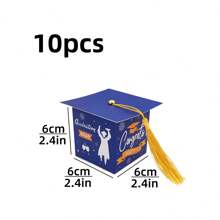 10pcs 2025 Graduation Cap Gift Box, Graduation Celebration Party Packaging Box, Square European Style Mortarboard Box For Graduation Favor, Creative Tassel Box Personalized Graduation Season Small Gift Box - Paper - View 13