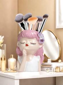 1pc Creative Little Fairy Makeup Brush Storage Tube Dressing Table Desktop Eyeshadow Eyebrow Pencil Brush Pencil Holder Storage Rack, Little Girl Light Luxury High-End Office Decorative Ornaments, Girly Heart Desktop Storage Girl Gift Ins, Best Gift, Winter, Decorations, Home, Wedding Decorations, Home Decorations, Jewelry Collection Box, Party Decoration Valentine's Day Birthday
