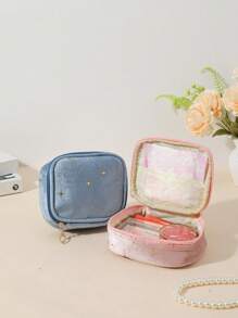 1pc Simple Star-Shaped Cosmetic Bag, Portable Multifunctional Coin Pouch, Women's Accessory Organizer Makeup Travel Toiletry Organizer Essentials Gifts Storage Zipper Accessories Nail