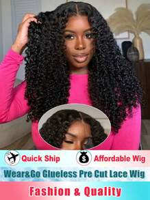 250% Density 4X4 Deep Wavy Wigs With Tiny Knots 100% Brazlilian Virgin Human Hair #1B Wave Lace Frontal Wigs Natural Color Glueless Pre Cut Wigs Pre Plucked With Baby Hair HD Transparent Lace Front Wigs For Women Long 40inch - Natural Black - View 2