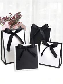 10pcs/5pcs/1pc Minimalist High-End Hepburn Bow Gift Box, Wedding Favours Packaging Bag, White/Black/Pink Tie Scarf Mini Gift Box, Jewelry Gift Box, Suitable For Birthday Party, Wedding Season, Father's Day, Back To School, Teacher's Day, Daily And Holiday Parties