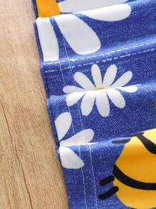 女童无袖连衣裙，春夏无袖连衣裙，卡通蜜蜂印花，柔软面料，亲肤材质，休闲风格，日常穿着，适合4-7岁女孩，女童蜜蜂印花无袖连衣裙 - 黃色 - 查看 10