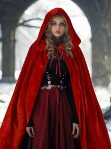 1pc Vampire Hooded Cape (Available In Black, Red, Purple), 170cm Unisex Velvet Cloak, Suitable For Halloween/Christmas/Carnival Cosplay Party, Photo Shoot, Performance, Character Costume,Christmas