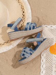 New Wedge-Heeled Twine Sole Sandals, 2025 New Bright Diamond Sandals, Beach Sandals, Bohemian Style, High School Fashion Sandals, Bright Diamond High-Heeled Sandals, Wedge-Heeled Fashion Sandals, Hand-Woven, Famous Style Sandals