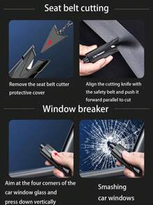 1PC Safety Hammer Car Window Breaker Seat Belt Cutter Two-In-One Window Breaker Car Life-Saving Broken Glass Escape Device Car Multi-Function Emergency Device Tool With For Land And Underwater Lightweight Car Keychain Bag Charms Essential Keychain For Outdoor Workers - Multicolor - View 6