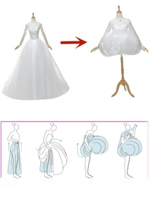 1pc Women White Bridal Companion Dress Underskirt, Restroom Helper For Hanfu, Wedding Gown, Petticoat, Creative Underskirt Suitable For Wedding, Party, Cosplay And Other Formal Events