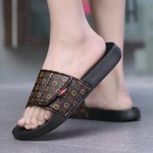 Men's Athletic Slides, Thick EVA Sole, Lightweight Casual Home & Outdoor Wear Slides, Summer Slippers For Outdoor, Beach & Casual - Brown - View 3