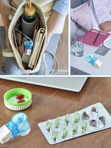 1 Piece Pill Extractor, Portable Pill Dispenser, Touchless And Easy To Remove Portable Tablet Dispenser, Pill Extraction Tool For The Elderly And Disabled, Sterile Pill Dispenser, Home Pill Punch - Multicolor - View 6