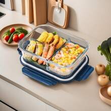 High Borosilicate Glass Food Storage Container, Sealed Vacuum Salad Container With Lock Lid, Microwave And Oven Safe, Dishwasher Safe, Multi-Purpose Kitchen Food Storage And Sorting Box, Suburban Bento Box