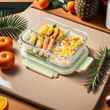 High Borosilicate Glass Food Storage Container, Sealed Vacuum Salad Container With Lock Lid, Microwave And Oven Safe, Dishwasher Safe, Multi-Purpose Kitchen Food Storage And Sorting Box, Suburban Bento Box