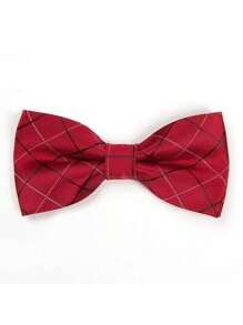 1pc Formal Suit Business Patterned Bow Tie, Groom Wedding Groomsmen Double Layer Solid Color Bowknot, Versatile For Daily Business Events, Polyester, Suitable For Spring, Summer, Autumn, Winter