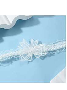 Accesorio de ropa interior sexy, elegante liguero de novia de encaje blanco, decoración de lazo de encaje, liguero de novia elegante, accesorio elegante de liguero para damas de honor
