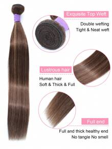 Honey Blonde Highlight 4/27 Human Hair Bundles Brazilian Straight Hair Bundles Human Hair 32inch Virgin Hair Weave Bundles Ombre Wavy 4/27 Colored For Women Human Hair - Chocolate Brown - View 3