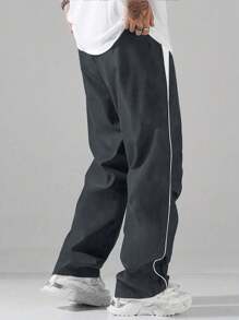 1 peça Calça de moletom solta com cordão na cintura, calça casual de cor sólida, calça esportiva leve respirável de secagem rápida para primavera/verão, adequada como presente de namorado