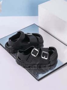 Toddlers & Kids Soft Sole Hook And Loop Summer Sandals, Slip-Resistant 2025 New Design - Black - View 2