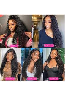 250% Density 4X4 Deep Wavy Wigs With Tiny Knots 100% Brazlilian Virgin Human Hair #1B Wave Lace Frontal Wigs Natural Color Glueless Pre Cut Wigs Pre Plucked With Baby Hair HD Transparent Lace Front Wigs For Women Long 40inch - Natural Black - View 11