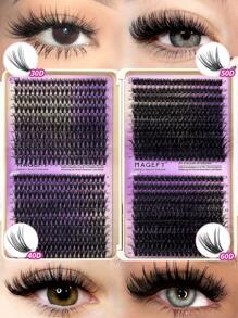 MAGEFY 800 Clusters Diy Individual False Eyelashes, Eyelash Extensions, Long-Lasting,Manga Lashes Fish Tail Comic Eyelashes,D Curl,30D+40D+50D+60D 9-18mm Mixth Length,Cat Eye Lashes,Wispy Lashes&Natural Look&Extra Thick&Dense&Dramatic Volume&Ultra Soft&Super Light Cluster False Eyelash,Portable,Hardcore High-Quality Apricot Color Packaging Box, For Family,Hotel,High Toughness Travel,Individual Eyelashes,For Women Eyes,Birthday's Gift