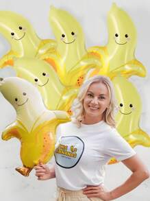 6 件香蕉形铝箔气球，适用于香蕉主题派对装饰、生日、迎婴派对、夏季水果主题活动 - 彩色 - 查看 5