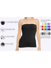 Top tubo de largo largo para mujer y tallas grandes "STRETCH IS COMFORT" | Tallas desde XS a 5X - Lunares rojos y blancos - Ver 10