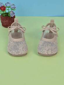 1 Pair Girls' Breathable Mesh Outdoor Travel Casual Flat Shoes, For All Seasons - Pink - View 3