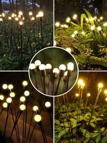 1/2 paquetes de luces solares para jardín, luces solares exteriores de 6/8/10 LED, luces decorativas exteriores, luces solares oscilantes, luces de luciérnagas para patio, camino y decoración exterior, luces solares oscilantes de bombilla grande