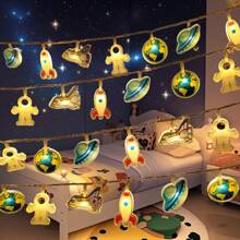 1 件 10/20 LED 亚克力太空灯，电池供电，生日派对装饰，主题布置，浪漫童话灯，节日，婚礼，儿童房卧室 - 亞克力太空燈串 - 查看 10