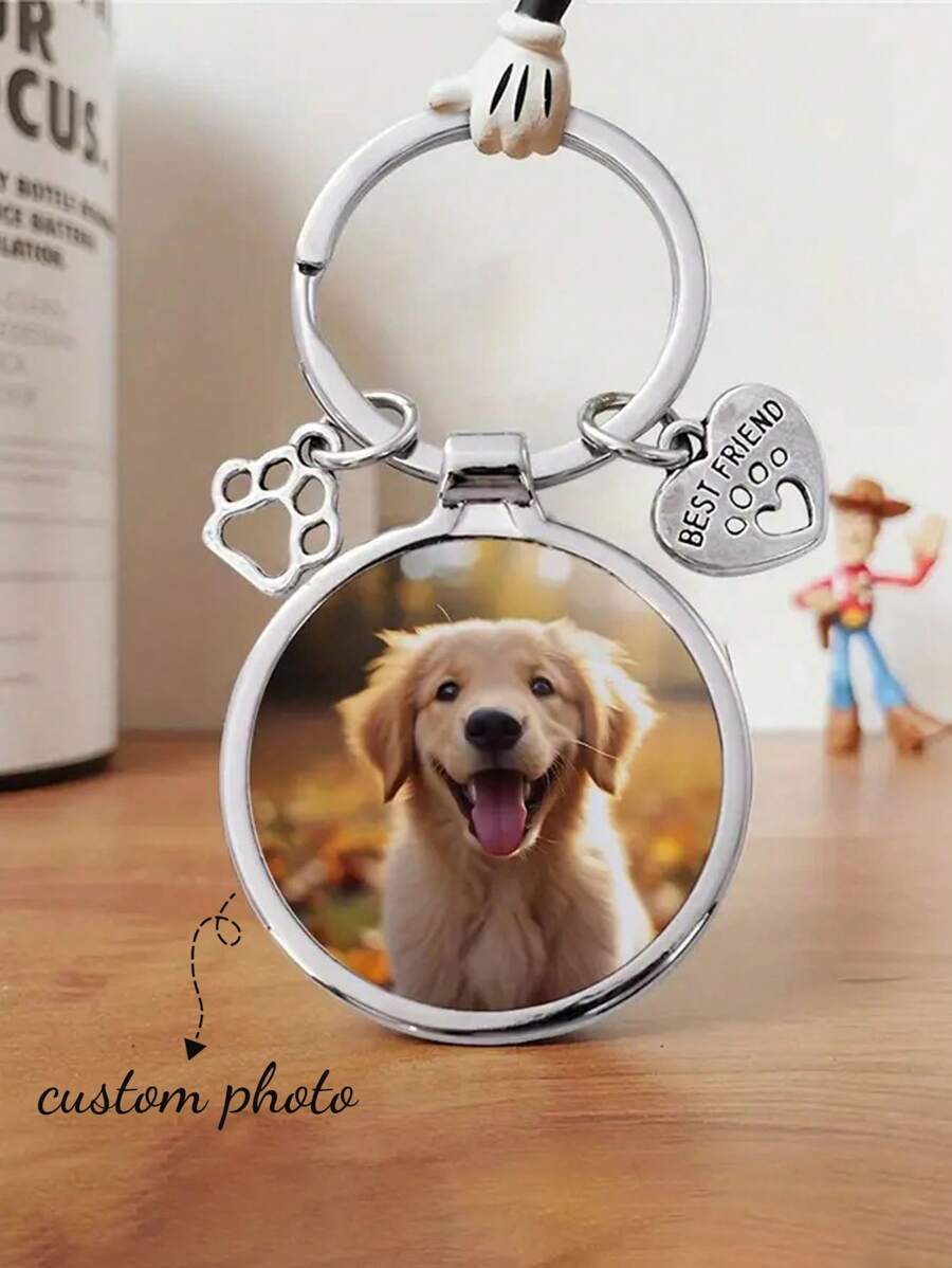 定制狗狗照片钥匙扣：宠物爱好者的个性化配饰 - 送给狗主人的贴心礼物 - 女士装饰钥匙扣 - 感恩节礼物 - 客製化鑰匙圈 - 查看 1