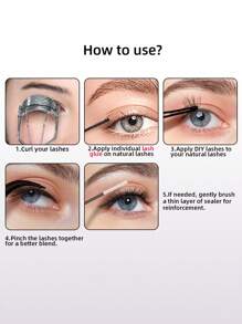100pcs Cluster Lashes Natural Look Cosplay Manga Eyelashes Extensions Individual Natural Long Synthetic Faux Mink Volume Wispy Short Long Reusable Comfortable Seamless Synthetic Faux Mink Eye Lashes Cils For Home Party, Halloween,Valentine's Day, Traveling, Photoshoot, Festivals Makeup,Christmas - 黑色 - 查看 3