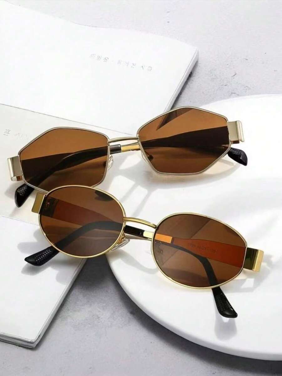 2pcs Women's Premium High-End Outdoor Fashion Glasses, Suitable For Home Matching