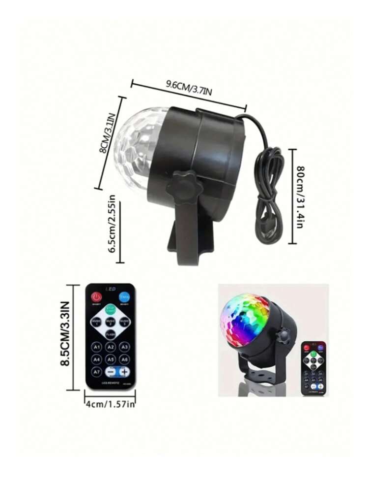 1个带遥控器的RGB迪斯科球灯 - 7种模式，非常适合派对、万圣节、圣诞节、生日！USB供电，毕业季圣诞装饰，家居圣诞礼物，圣诞装饰 - 彩色 - 查看 8