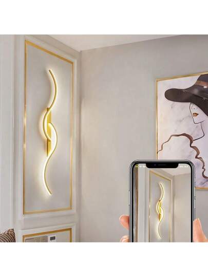 Moderne LED Wand Lamp Home Fixtures Minimalist Linear Sconces ation Simplicity Lights Luxe Cool White/Warm Wit 5500 6000K/2700 3500K Aluminium/Silica Gel Lamps Light/Warm Verlichting Living Room Bedroom Bedside Hallway Aisle Coffee Shops Farmho Cloakroom Corridor Office Entrance Zwart Goud Long Indoor Lighting ative view 4