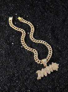 1 件男士嘻哈个性化全冰晶英式 DANN 吊坠项链，男友礼物