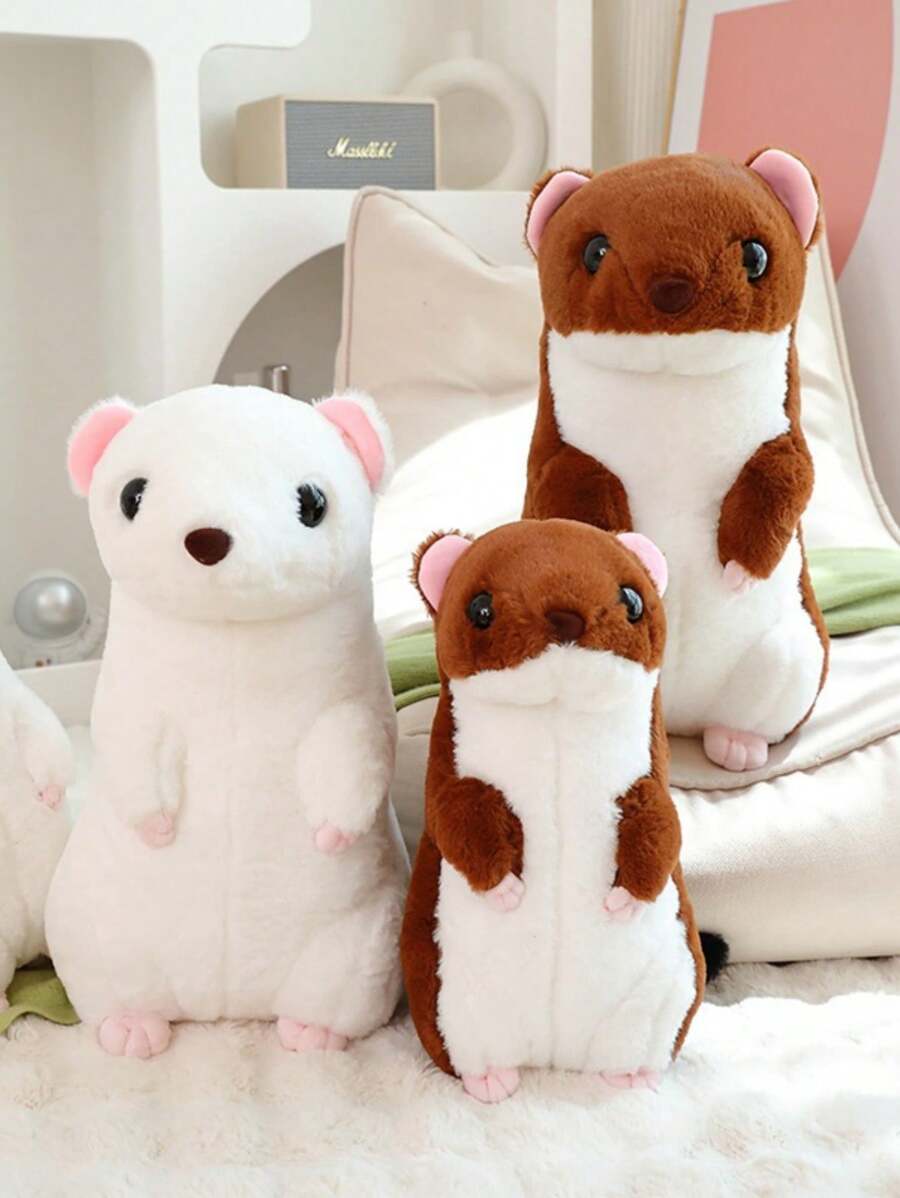 1PC40cm 15,74in Búp bê chồn lông mềm mại mới đuôi ngắn Đồ chơi sang trọng Gối ngủ Gối sofa Gối chuột