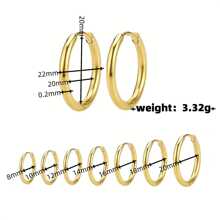 10pcs Gold Color Stainless Steel Ear Hoop Earrings Women Earrings Men Punk Hiphop Gift Fashion Jewelry Piercing Accessories