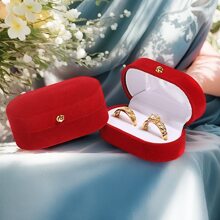 1pc 5*4.5*4.5 Cm Velvet Ring Box For Couples, White/Pink Ring Box For Engagement Rings, Hexagonal Velvet Wedding Jewelry Storage Box, Vintage Octagonal Double Ring Box For Rhinestone Ring And Earrings, Suitable For Ring And Earring Storage, Suitable For Proposal, Wedding, Gift Giving, Anniversary To Wife. Can Also Be Used For Portable Travel. Back To School - Multicolor - View 23