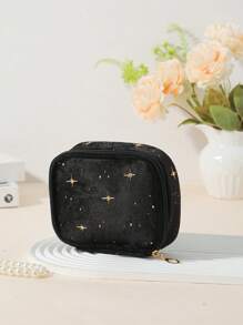 1pc Simple Star-Shaped Cosmetic Bag, Portable Multifunctional Coin Pouch, Women's Accessory Organizer Makeup Travel Toiletry Organizer Essentials Gifts Storage Zipper Accessories Nail