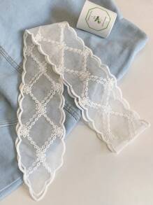 1件装印花纯色蝴蝶结优雅波西米亚复古蕾丝边多功能雪纺围巾/头带/发圈/发绳，浪漫甜美女孩拍照道具配饰，涤纶头巾发带吸汗带秋冬发带发饰女士度假装扮女士头巾柔软头巾