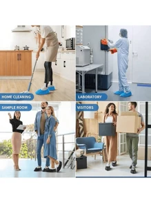 100pcs 13.8*7inch Disposable Shoe Cover PE Foot Cover Film To Keep The Floor Clean Household Waterproof Wear Non-Slip Shoe CoverOrganize And Storage,For Household,Office,School,Shoes And Boots Accessories