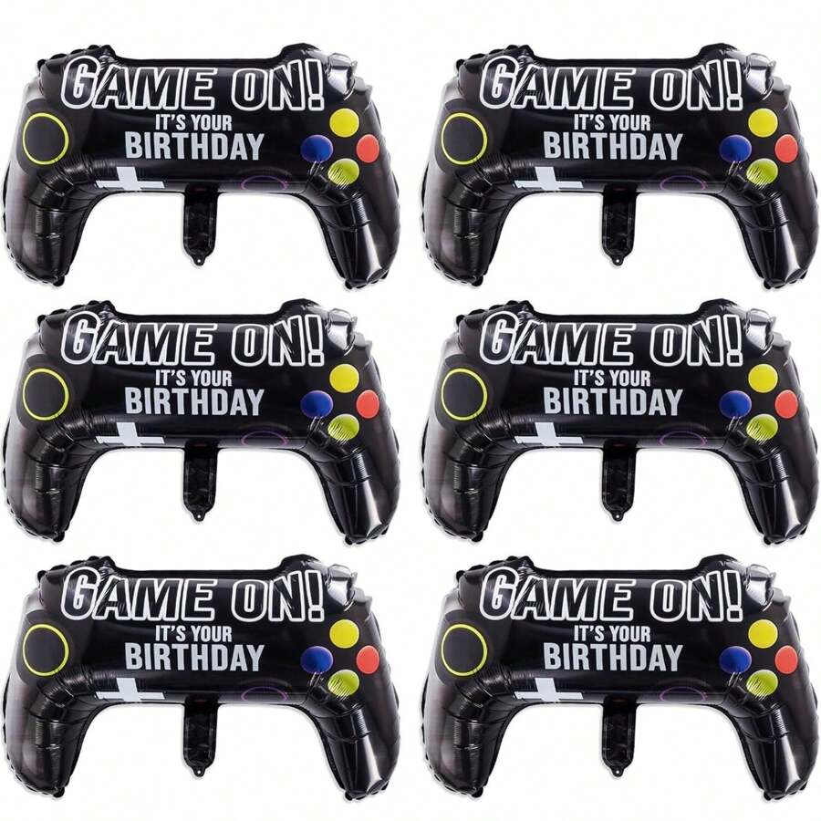 2/4/6 piezas Globos de fiesta con forma de mando de video juego, de 25 X 14.7 pulgadas, globos de lámina con forma de mando de consola para decoración de fiesta de cumpleaños y fiestas de videojuegos